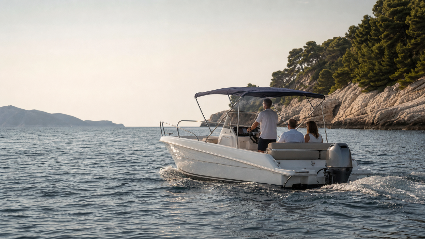 Guests on a private boat tour along the coast near Dubrovnik